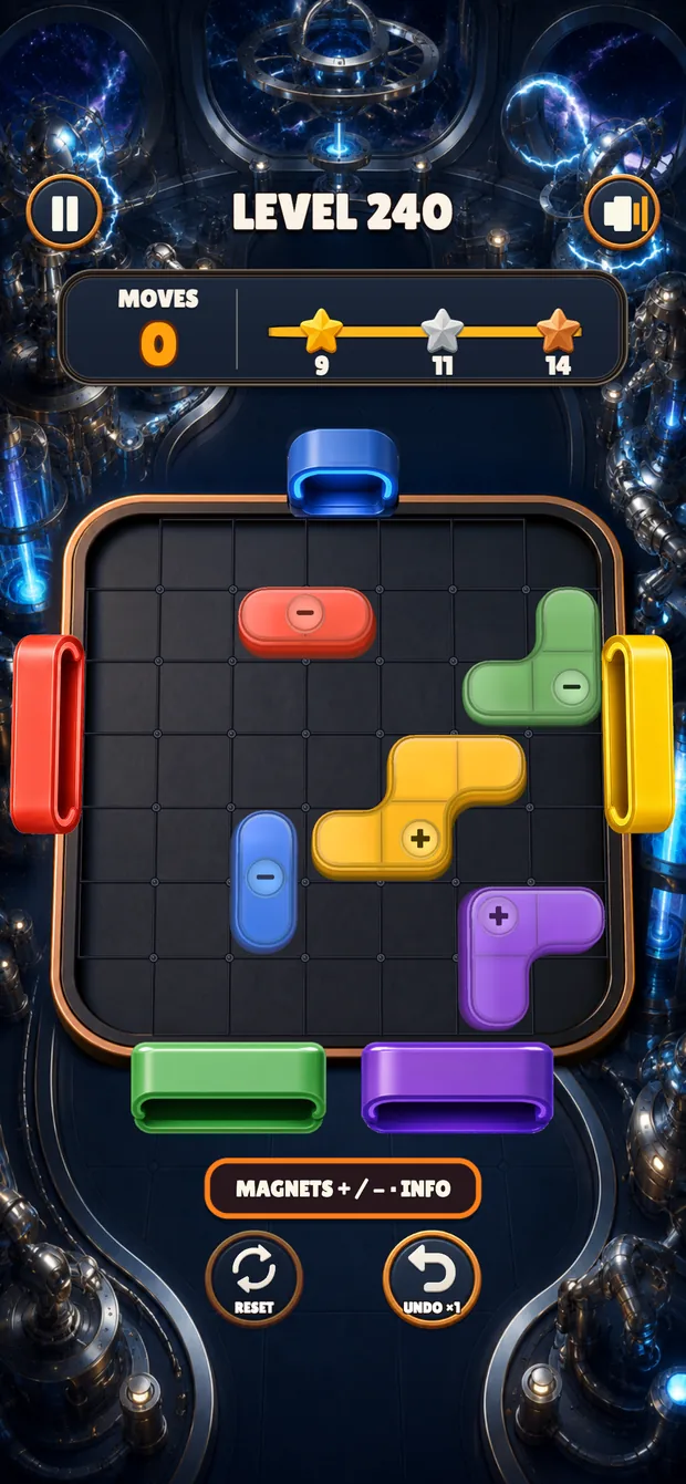 Real Outslide gameplay with magnetic modules and matching exits